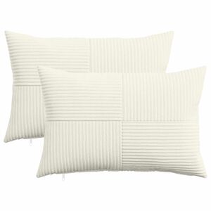 vidaXL クッションカバー 2 pcs ALMELO クリーム 30 x 50 cm コーデュロイ