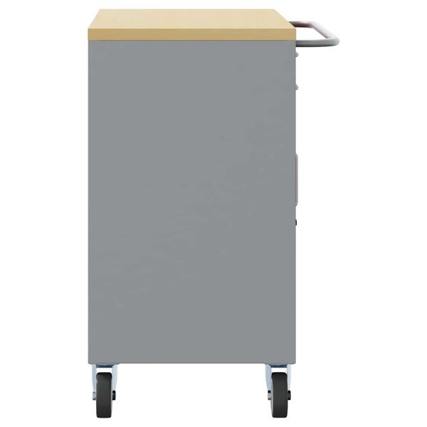 vidaXL 作業キャビネット 引き出し付き 3 pcs 黒とグレー 150 x 55 x 85 cm エンジニアードウッドとスチール