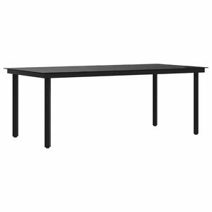 vidaXL ガーデンダイニングテーブル ブラック 200x100x74 cm スチール＆ガラス製