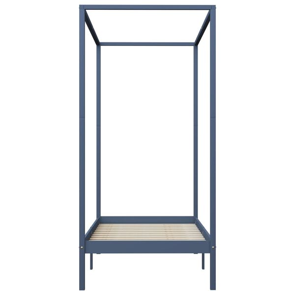 vidaXL ベッドフレーム キャノピー付き パイン無垢材 90x200cm グレー