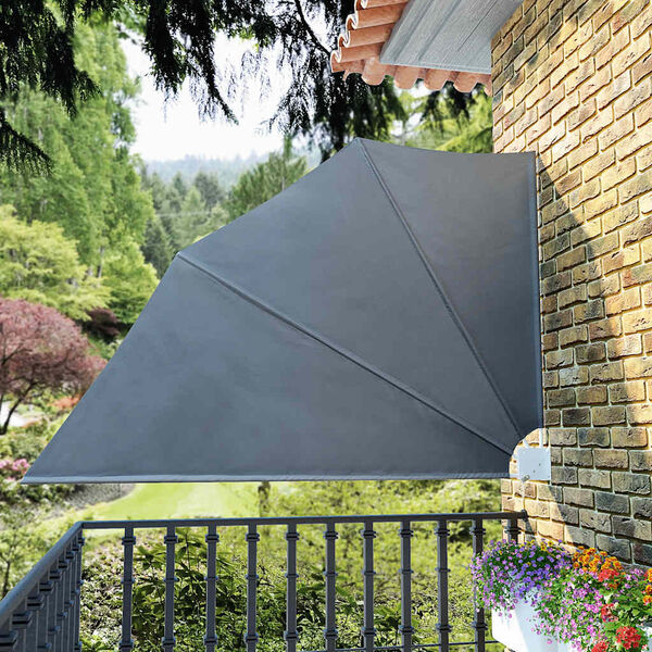 vidaXL 折りたたみ式 バルコニー用 サイドオーニング グレー 160x240cm