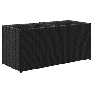 vidaXL ガーデンプランター 2個付き ブラック 72x30x32cm ポリラタン製