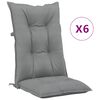 vidaXL ガーデンハイバックチェア クッション 6点 グレー 120x50x7 cm ファブリック
