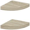 vidaXL フローティングコーナーシェルフ 2点 オーク 25x25x3.8cm MDF