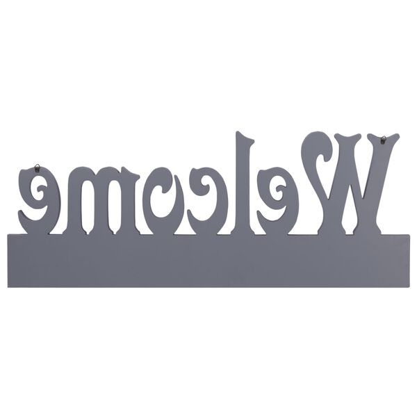 vidaXL 壁掛けコートラック WELCOME 74x29.5cm グレー