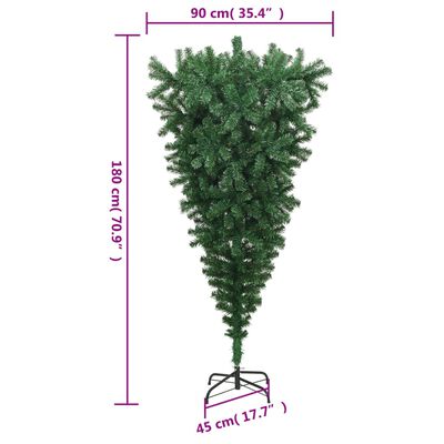 vidaXL 逆さま型 フェイククリスマスツリー スタンド付き グリーン 180cm