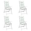 vidaXL ガーデンハイバックチェア クッション 4点 リーフ柄 120x50x7 cm ファブリック