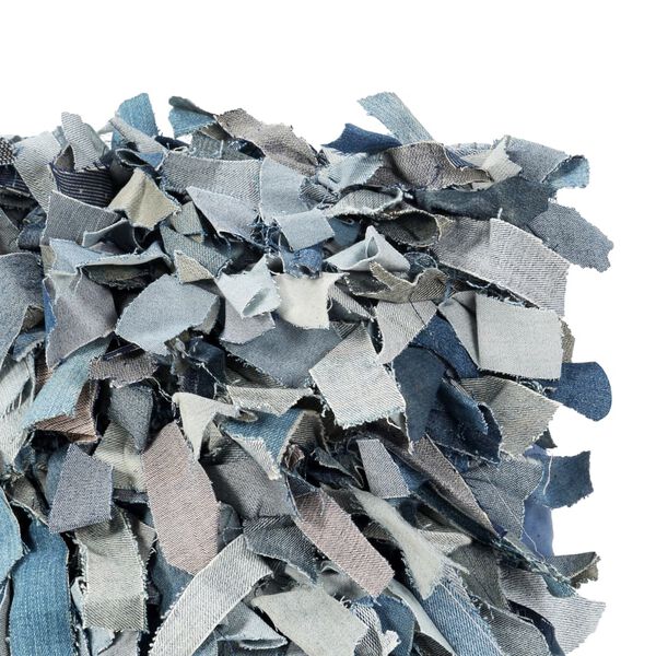 vidaXL デニムシャギークッション ブルー 60x60cm レザー＆コットン