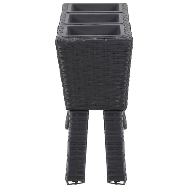 vidaXL ガーデントールプランター ポット3点 72x25x50cm ポリラタン製 ブラック