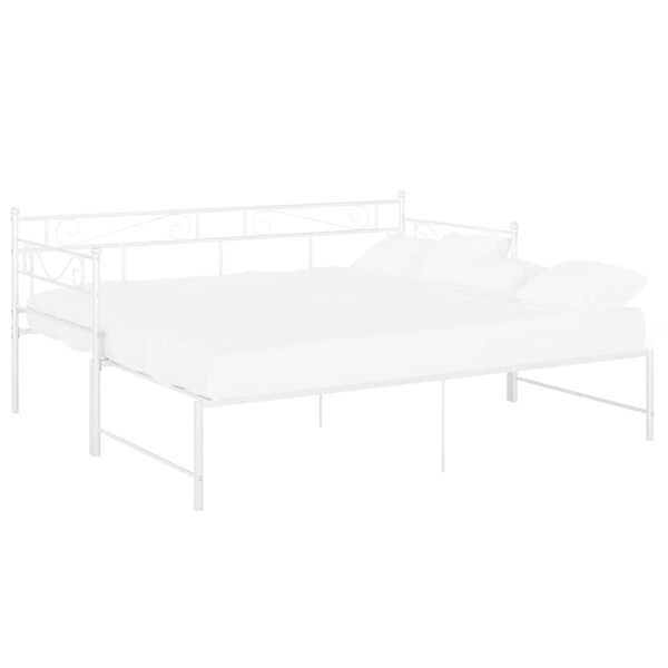 vidaXL 引き出し式ソファベッドフレーム ホワイト 金属製 90x200cm