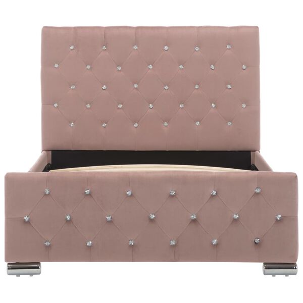 vidaXL ベッドフレーム ピンク 布製 100x200cm