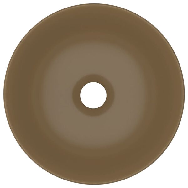 vidaXL バスルーム用 洗面ボウル セラミック製 マットクリーム 丸型