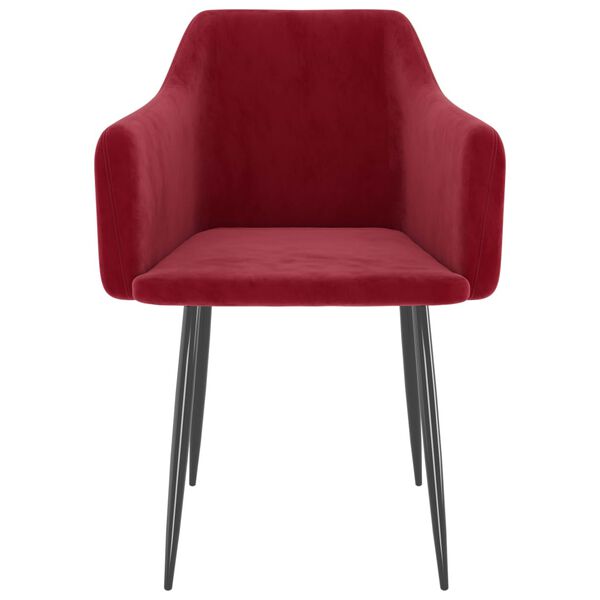 vidaXL ダイニングチェア 2点セット ワインレッド ベルベット製