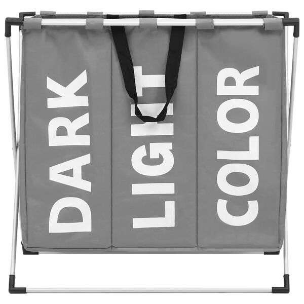 vidaXL 3列ランドリーソーター グレー