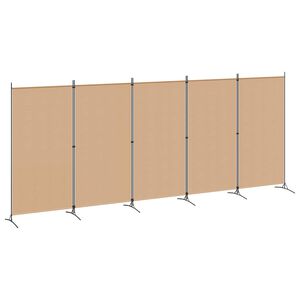 vidaXL 5パネルルームディバイダー ベージュ 433 x 180 cm ファブリック