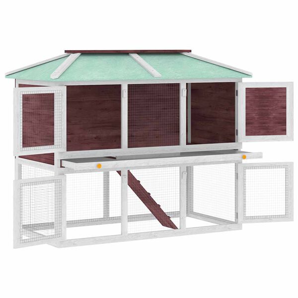 vidaXL 動物用 うさぎ用ケージ 2層タイプ 木製 ブラウン