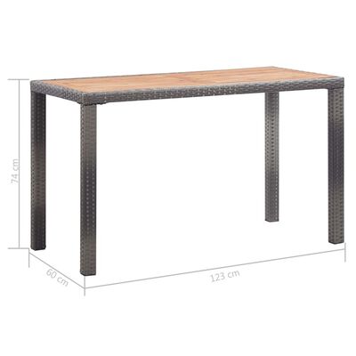 vidaXL ガーデンテーブル 123x60x74cm アカシア無垢材 アントラシート＆ブラウン