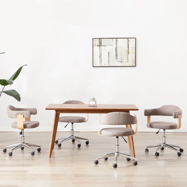 vidaXL 回転式ダイニングチェア 4点セット トープ 曲げ木細工＆布張