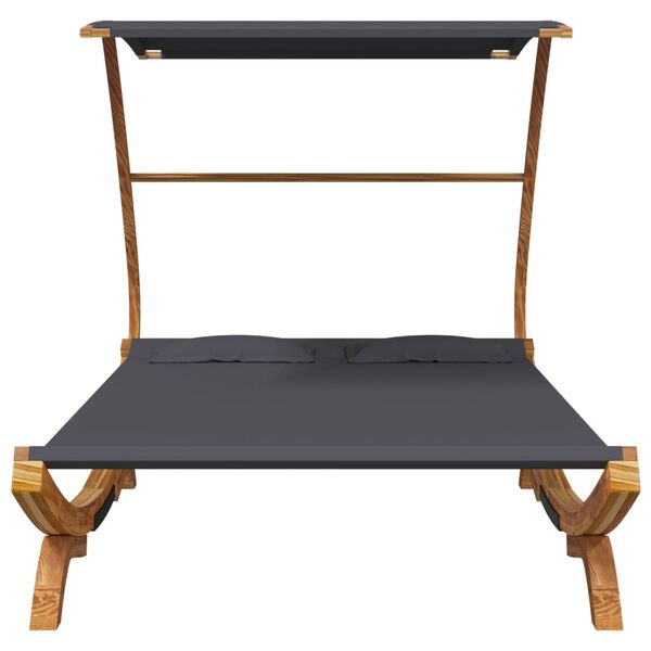 vidaXL ハンモック キャノピー付き 165x198x140cm 無垢の曲げ木 アントラシート