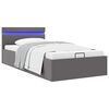 vidaXL 油圧式収納ベッドフレーム LEDライト付き グレー 合成皮革製 90x200cm