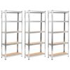 vidaXL 5段シェルフ 3点 シルバー スチール＆エンジニアリングウッド