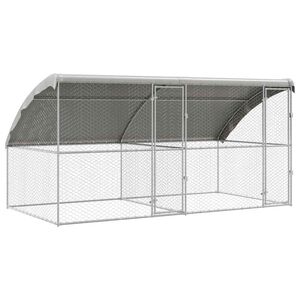 vidaXL 犬用ケージ ストレージ付き 2 pcs シルバー 4 x 2 x 2 m 亜鉛メッキ鋼