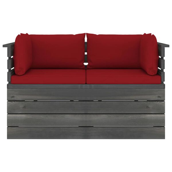 vidaXL 2人掛けガーデンパレットソファ クッション付き パイン無垢材