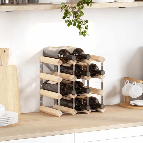 vidaXL ワインラック ボトル12本 無垢のパインウッド