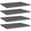 vidaXL 本棚ボード 4点 ハイグロスグレー 40x30x1.5cm パーティクルボード