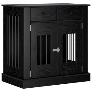 vidaXL ドッグクレート家具 ブラックオーク 80 x 47.5 x 80 cm エンジニアードウッド