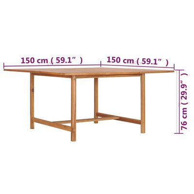vidaXL ガーデンテーブル150x150x76cm チーク無垢材