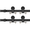 vidaXL スライド式ドア 金具キット 2点セット 183cm スチール製 ブラック