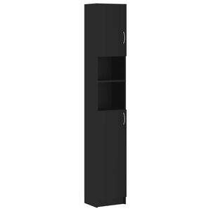 vidaXL バスルームキャビネット ブラック 32x25.5x190cm エンジニアリングウッド