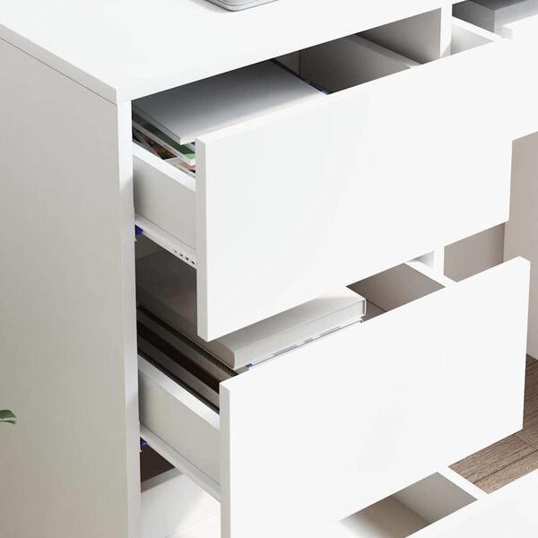 vidaXL デスク 引き出し付き 棚で ストレージ付き ホワイト 90 x 37.5 x 75 cm エンジニアリングウッド