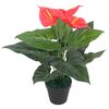 vidaXL 人工観葉植物 アンスリウム ポット付き 45cm レッド＆イエロー