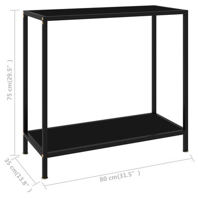 vidaXL コンソールテーブル ブラック 80x35x75cm 強化ガラス製