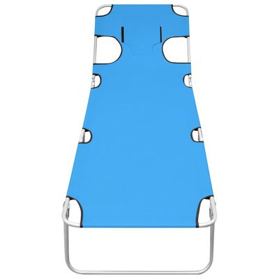 vidaXL 折りたたみサンラウンジャー ヘッドクッション付き スチール製 ターコイズブルー