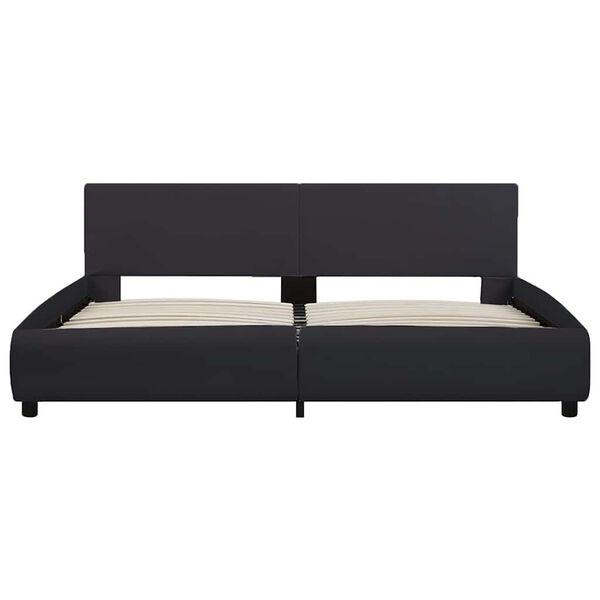 vidaXL ベッド フレーム LEDライト付き ブラック 合成皮革製 160x200cm