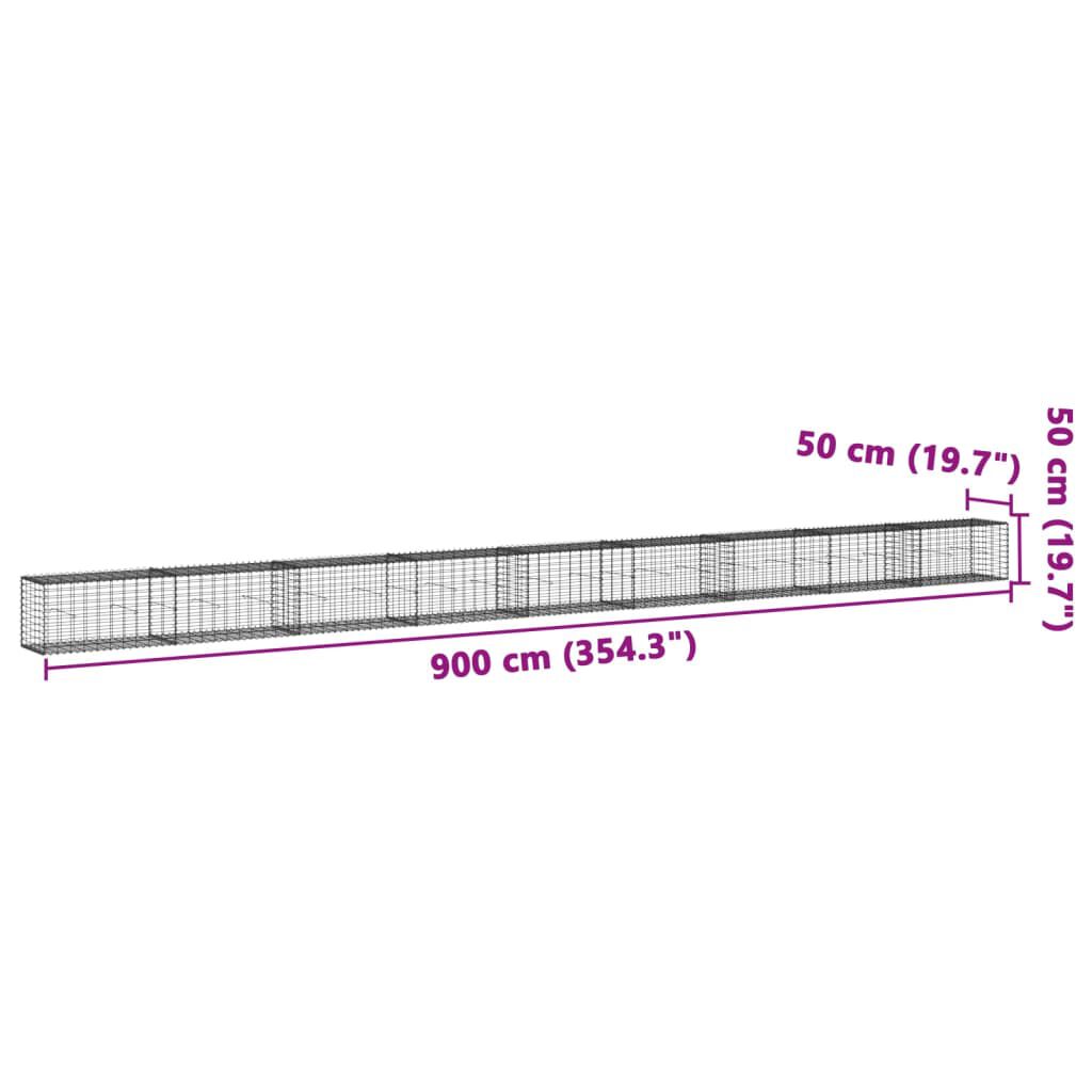 vidaXL 蛇籠バスケット カバー付き 900x50x50cm 亜鉛メッキ鉄
