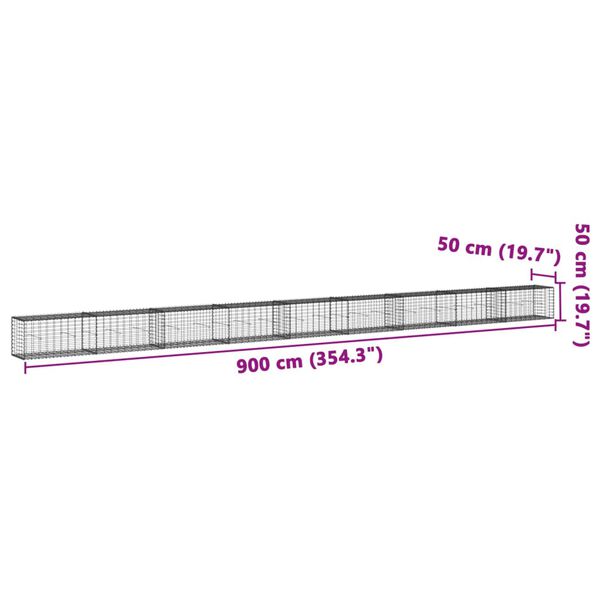 vidaXL 蛇籠バスケット カバー付き 900x50x50cm 亜鉛メッキ鉄