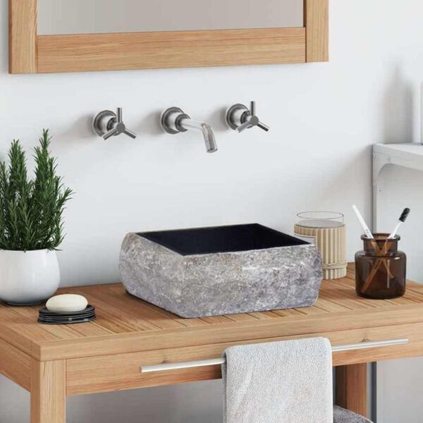 vidaXL 洗面器 30x30x13cm 大理石 ブラック