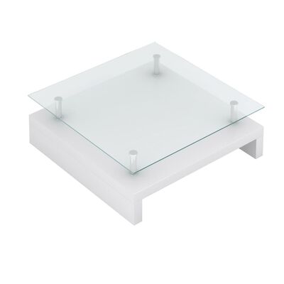 vidaXL コーヒーテーブル ガラストップ付き ホワイト