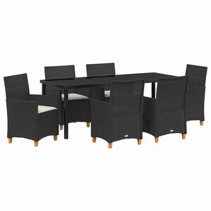 vidaXL ガーデンダイニングセット 7 pcs ブラック ポリラタン