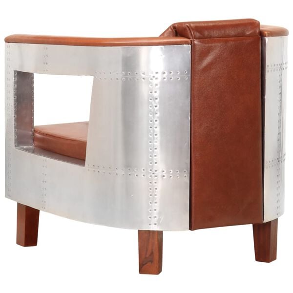 vidaXL アビエイターアームチェア ブラウン 本革製