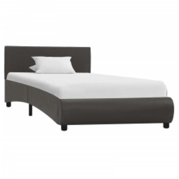 vidaXL ベッドフレーム LEDライト付き グレー 合成皮革製 90x200cm