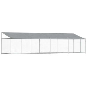 vidaXL 犬用ケージ ルーフ&ドア付き グレー 8x2x2 m 亜鉛メッキ鋼