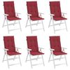 vidaXL ガーデンハイバックチェア クッション 6点 ワインレッド 120x50x3 cm ファブリック