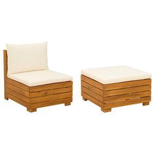 vidaXL ガーデンラウンジセット クッション付き 2 個 ブラウン ソリッドアカシアウッド