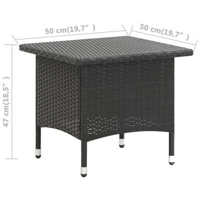 vidaXL ティーテーブル 50x50x47cm ポリラタン製 ブラック
