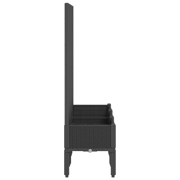 vidaXL ガーデンプランター トレリス付き ブラック 120x40x142 cm PP